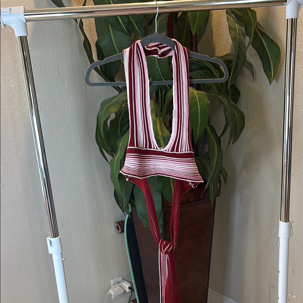 Striped Red Halter Top